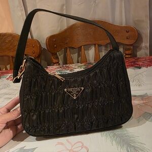 Prada Black Ruched Shoulder Bag